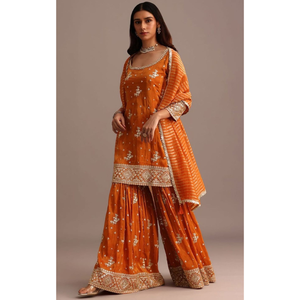 Ensemble Sharara Kurta pour femmes – Tenue spéciale pour les fêtes, le Mehndi et les Sangeet - Product Image 4