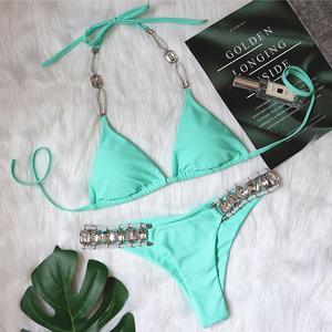 Bikini Sexy con Pedrería 2024 Mujer, Traje de Baño de Una Pieza con Brillantina y Diamantes, Cadena Metálica - Product Image 5