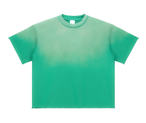 Camiseta de punto de manga corta con cuello redondo y color liso para hombre, talla grande, estilo casual, efecto desgastado por el sol - Product Image 5