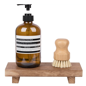 <b>Rustic</b> Acacia Wooden Pedestal Stand, Vintage <b>Bathroom</b> <b>Vanity</b> Riser Countertop Organizer Trays for Soap Perfume Candle Luxury - Product Image 5