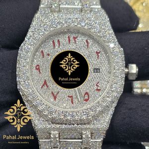 นาฬิกาข้อมือสตรีสแตนเลสสตีลหรูหราจาก Pahal Jewels พร้อมตัวเรือนและสายประดับเพชร หน้าปัดควอตซ์แบบอนาล็อกขนาด 40 มม. - Product Image 5