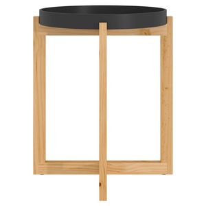 Mesa de Centro Pequeña y Resistente de Madera de Ingeniería Negra, Diseño de Madera de Pino Sólido - Product Image 4