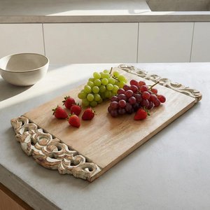 เขียงไม้มะม่วงทำมือ-ตกแต่งมือจับแกะสลักกระดานเสิร์ฟแบบชนบท - Product Image 5