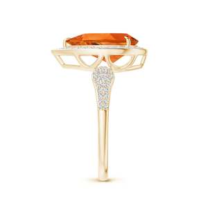 Women's 18K <b>Gold</b> <b>Cocktail</b> <b>Ring</b> With Pear Shape Topaz And Pave Diamond Halo Luxury Statement Jewelry - Product Image 3