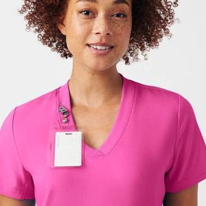 Uniformes de hospital personalizados, exfoliante médico de 2 piezas con bolsillos laterales, material transpirable, traje médico de enfermera, OEM/ODM aceptado - Product Image 4