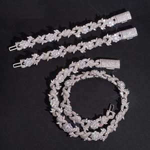 Conjunto de Collar de Perlas de Moissanita de Lujo, Joyería Hip Hop con Incrustaciones de Diamantes VVS1, Cadena con Cierre de Diamantes - Product Image 3