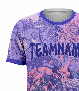 Camiseta Deportiva Corex para Hombre, Sublimada, Manga Corta, Cuello Redondo, Secado Rápido, Corte Regular, Diseño Estampado en Morado y Rosa - Product Image 4