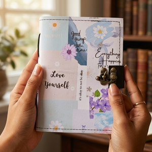 Vintage Floral <b>Lock</b> <b>Diary</b> Notebook A5 Cardboard Journal | Handmade Eco Friendly Writing <b>Diary</b> Metal Clasp Closure Gift 100 - Product Image 3