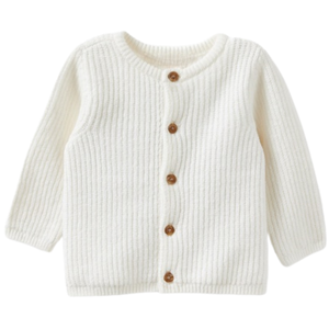 Cardigan en tricot neutre pour bébé avec inscription « Little Loved », en coton doux, à manches longues, boutonné devant, pour nouveau-né, nourrisson et tout-petit - Product Image 1