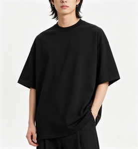 T-shirt pour homme à coupe classique, col rond, manches courtes, 100% coton jersey, décontracté, tricoté, uni, teint, écologique, respirant - Product Image 1