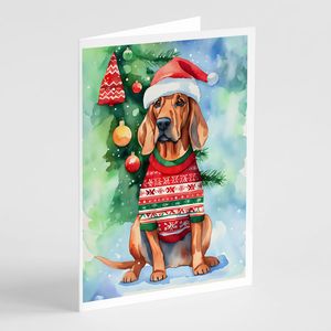 Redbone Coonhound Whimsical A7 Tamaño 5x7 Tarjetas de notas en blanco Paquete de 8 tarjetas de felicitación de Navidad con sobres - Product Image 1