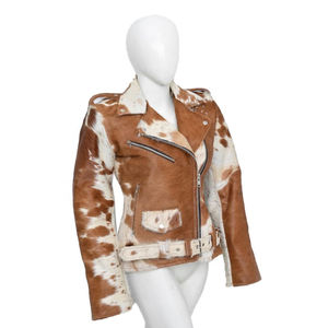 Chaqueta de Cuero Genuino para Mujer, de Primera Calidad, Vintage, con Calefacción, Cierre de Cremallera, Transpirable, con Decoración de Botones y Letras, Diseño OEM - Product Image 4