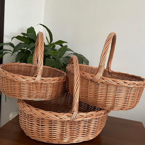 Durable & Stylish Willow Woven Storage <b>Basket</b> with Removable Poly-Cotton <b>Lining</b> & Adjustable Handles for Picnics - Product Image 5