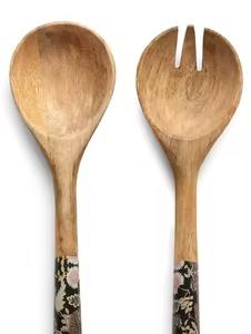 Cuillère de service en bois durable, ustensile de cuisine en bois massif fait à la main pour remuer, mélanger le riz, le curry, la soupe, la sauce, outil de cuisine parfait - Product Image 5