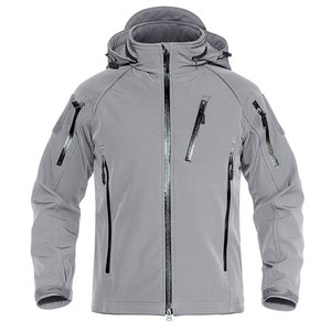 Chaqueta Softshell Casual de Invierno para Hombre, Cortavientos con Forro Polar, Cuello Alto, Capucha Impermeable, Cierre de Cremallera, Tejido Ligero para Actividades al Aire Libre - Product Image 1