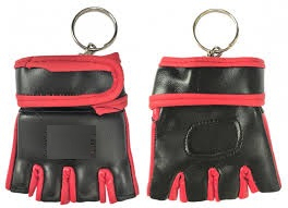 Faux Leather <b>Half</b> Finger Training Gloves Keychain Unisex Martial Arts <b>Slip</b>-On Red Black White Pink Blue - Product Image 2
