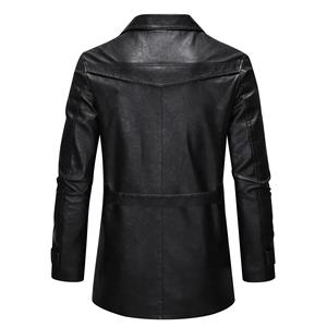 Manufacturer Direct Sales Long Casual Autumn Front Artificial <b>Leather</b> Turn-down Collar Single Breasted <b>Leather</b> <b>Jacket</b> - Product Image 3