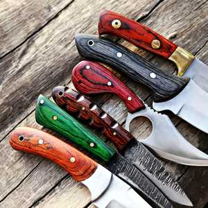 1 Couteau de chasse et de camping en acier inoxydable à pointe droite, multifonctionnel, avec manche en bois coloré, OEM, vente chaude - Product Image 3
