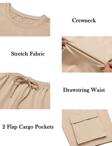 Men 2 Piece Shorts <b>Set</b> Short Sleeve T Shirt and Drawstring Shorts Casual Summer Outfit OEM Wholesale - Product Image 6