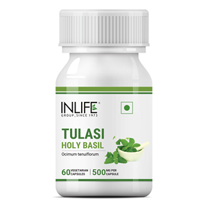 Cápsulas de Extracto de Tulsi (Tulasi), Suplemento Herbal Puro de Albahaca Sagrada, 500 mg, 60 Cápsulas Vegetarianas, Extracto de Planta Botánica - Product Image 1