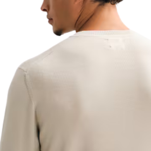 <b>Mens</b> Cream Crew <b>Neck</b> Long Sleeve <b>Sweater</b> Soft Knit Pullover Casual Basic Top With Ribbed Collar Cuffs And Hem For Daily Use - Product Image 4