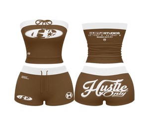 Conjunto Corto Sexy y Ajustado Personalizado para Mujer, Top Tubo Moderno, Pantalones Cortos Deportivos Transpirables, Conjunto Deportivo para Yoga y Ejercicio - Product Image 1
