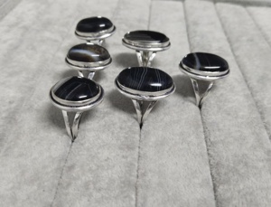 Best Quality Oval Black Suleimani Hakik Agate Stone <b>Ring</b> Polished Natural Gemstone Bulk Jewelry Craft from an <b>Indian</b> Wholesale - Product Image 6