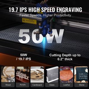 Machine de gravure/découpe laser CO2 50W 12 x 20 19,7 IPS avec assistance d'air bidirectionnelle compatible LightBurn CorelD pour gravure et découpe - Product Image 3