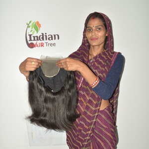 <b>Cheap</b> Deep Wave 6x6 Closure <b>Wigs</b> Crafted 500g Indian Remy Human Hairs Raw Machine Double Weft HD Lace Natural Black Tamil Nadu - Product Image 2