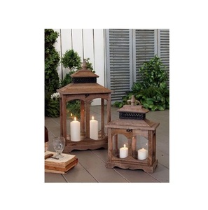 Portavelas de Madera y Vidrio, Hecho a Mano, con Asa de Cuerda Rústica, Decoración para Jardín o Casa de Campo - Product Image 4