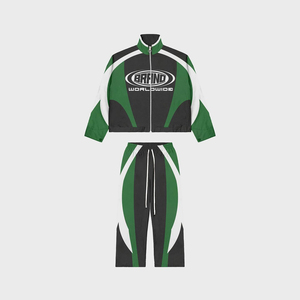 Women Cropped Streetwear <b>Tracksuit</b> Set <b>Retro</b> Color Block Two Piece Fashion Outfit Casual Jogger Co Ord Set OEM Custom Apparel - Product Image 4