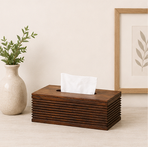Boîte à mouchoirs artisanale en bois de Sheesham, rectangulaire, de luxe, avec détails rainurés, pour la maison, le bureau et les hôtels - Product Image 4