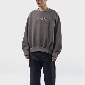 Sudadera de cuello redondo para hombre, de peso pesado, teñida lisa, corte holgado, hombros caídos, de forro polar de poliéster/algodón, transpirable, en blanco, con logotipo personalizado impreso - Product Image 4