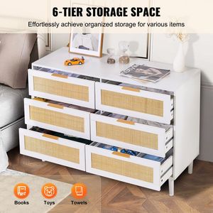 Comò in Rattan Stile Boho con 6 Ampi Cassetti per la Camera da Letto - Product Image 3