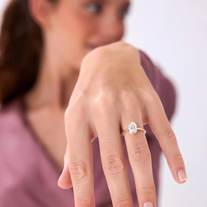 Bague de fiançailles en diamant taille ovale pour femme, or jaune, style classique, bijoux en diamant naturel - Product Image 6