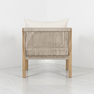 Canapé de jardin en teck tressé avec cordes, style scandinave moderne, résistant aux intempéries, ensemble de fauteuils club pour patio - Product Image 6