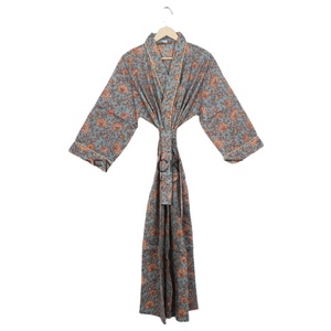 ชุดคลุมกิโมโนคอวีผ้าฝ้ายเนื้อนุ่มพิมพ์ลายดอกไม้สวยงาม ระบายอากาศได้ดี เหมาะสำหรับฤดูร้อน สไตล์วินเทจลำลอง - Product Image 1