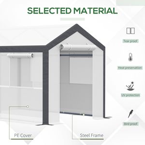 Serra Tradizionale a Tunnel 3x2,1m con Finestre Avvolgibili e Porta con Cerniera Bianco/Grigio Scuro - Essenziali per il Giardinaggio - Product Image 4
