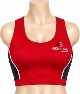 General Industries Sujetador deportivo rojo con cuello redondo para mujer, top transpirable con bloques de color - Product Image 1