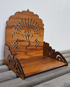 Handcrafted Wooden Wall Mounted Pooja <b>Mandir</b> | Hindu Temple Shelf with Ganesha Design for Home Decor | 30x20x27 cm - Product Image 3