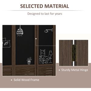 "Handcrafted Portable 4 Panel Folding Privacy <b>Screen</b> Room Divider with Chalkboard Walnut Home Office Decor" - Product Image 5
