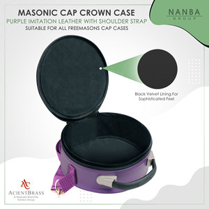 Purple Lightweight Masonic Crown Cap Case with Zipper Closure Durable Imitation <b>Leather</b> Customizable <b>Soft</b> Carry <b>Bag</b> - Product Image 3
