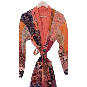 Kimono Long imprimé en Patchwork pour femme, vêtement d'hiver, matelassé à la main, manteau en coton indien, veste Kimono kanytha, - Product Image 5