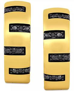 Pendientes de aro pequeños en zigzag de diamantes para hombre (1/20 CT. T. W.), 15mm (también en Diamante Negro) | Macy's - Product Image 3