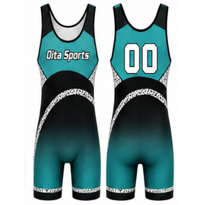 Men Teal Black Sublimated Wrestling Singlet Polyester Performance Wrestling Uniform Sleeveless <b>Athletic</b> Sportswear Training - Product Image 1