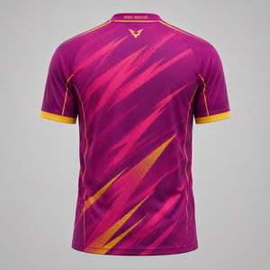 Camiseta de Fútbol para Hombre, Manga Corta, Morado y Amarillo, Estampado Geométrico, Absorbe la Humedad, Ajuste Atlético, Ropa para Todas las Temporadas - Product Image 2
