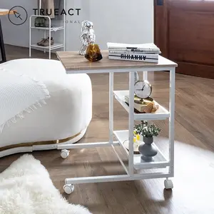 Taiwan manufacturer Mobile End Side Table for Coffee Laptop Tablet Industrial Metal Wood Top Table