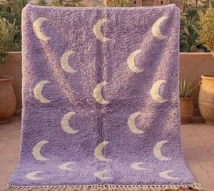 Tapis marocain haut de gamme moderne en laine, écologique, à boucles coupées, abstrait, épais, noué à la main, en latex naturel pour la maison - Product Image 2