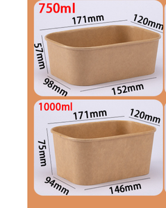Contenedor Rectangular Desechable de Papel Kraft de Grado Comercial, Estilo Sólido, para Alimentos, Ensaladas, Sushi, Comida para Llevar, con Tapa, Hecho en Vietnam - Product Image 2