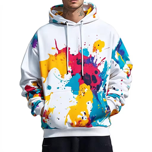 Sweat à capuche de sublimation OEM ODM pour homme, coupe oversize à épaules tombantes, vierge, personnalisable, effet encre, imprimé, streetwear - Product Image 2